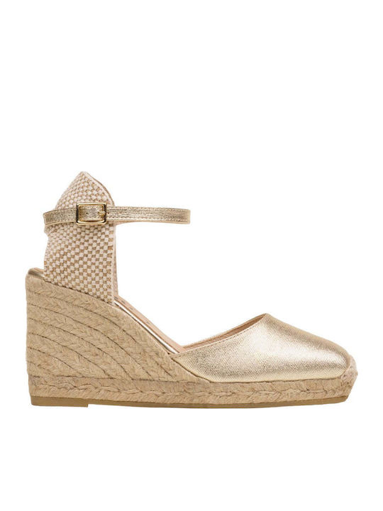 Platforme Dama În Stil Espadrile Aurii