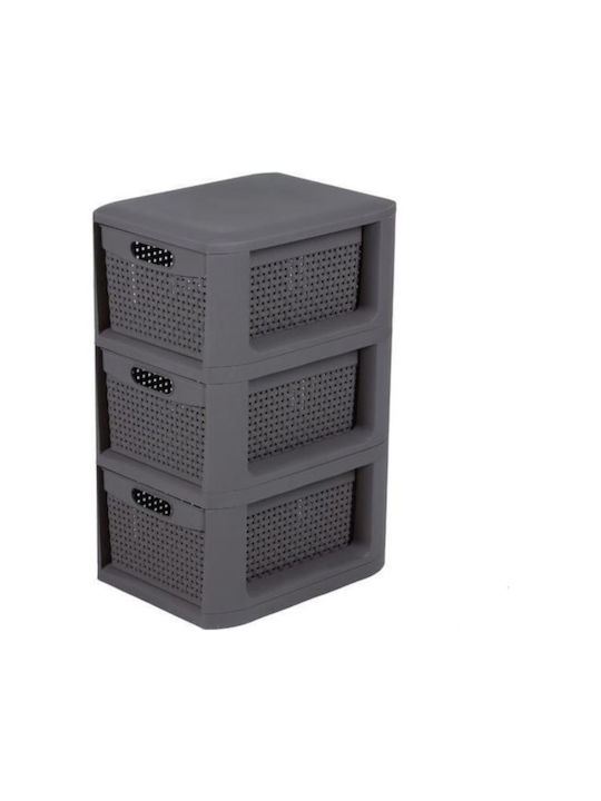 Homeplast Drawers Plastic in Gray Color 3 Slots 33x26x51cm