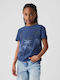 GAP Kids Blouse Short Sleeve Blue Graphic