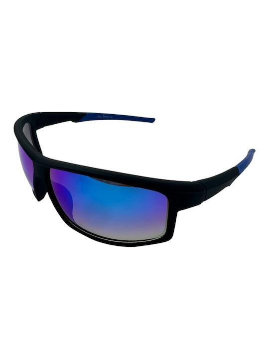 V-store Sonnenbrillen mit Schwarz Rahmen und Blau Spiegel Linse 5533-02