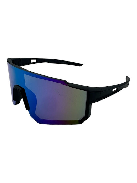 V-store Sunglasses with Black Plastic Frame and Multicolour Mirror Lens 22700-02