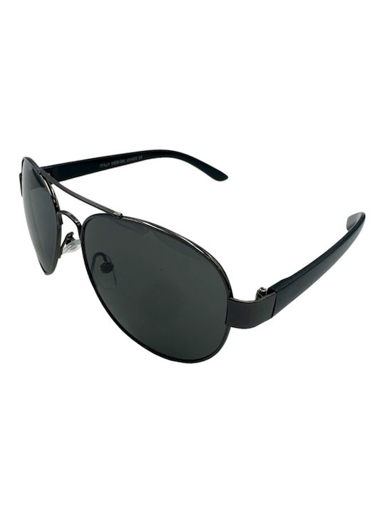 V-store Sunglasses with Black Metal Frame and Black Lens 5079-02