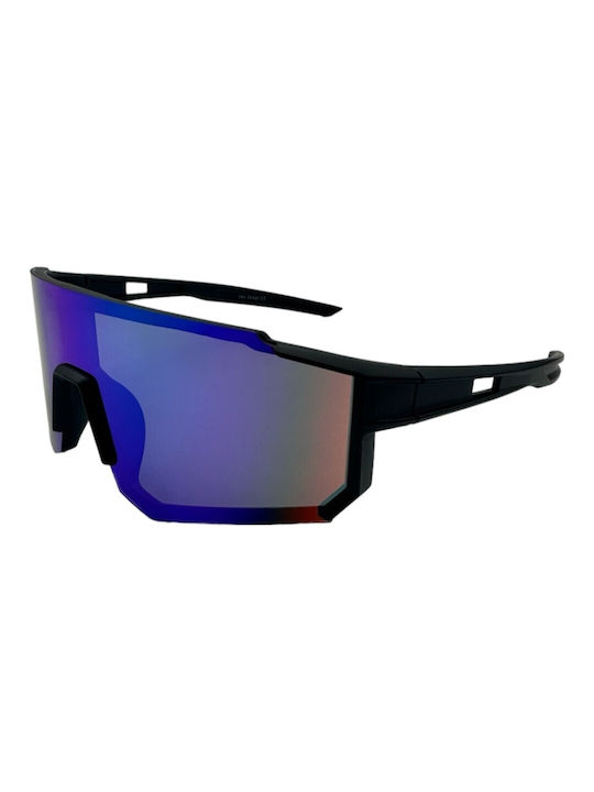V-store Sunglasses with Black Plastic Frame and Multicolour Mirror Lens 22700-01