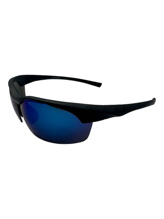 V-store Sonnenbrillen mit Schwarz Rahmen und Blau Spiegel Linse 1288-02