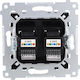 Kontakt-Simon Double Telephone Socket Mechanism in Black Color DT2.01/49