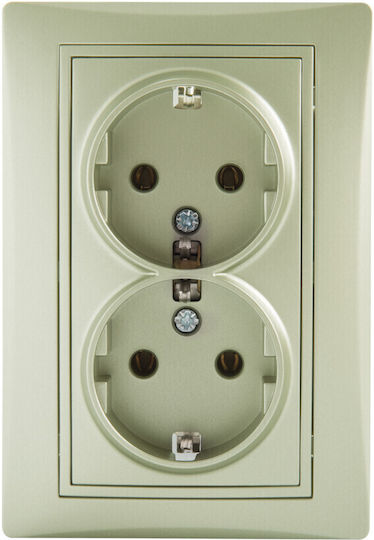 Kanlux Doppelter Gemauert Stromsteckdose Ecru 1Stück
