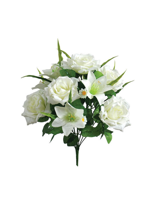 Marhome Μπουκέτο από Τεχνητά Λουλούδια Τριαντάφυλλο Λιλά 46cm