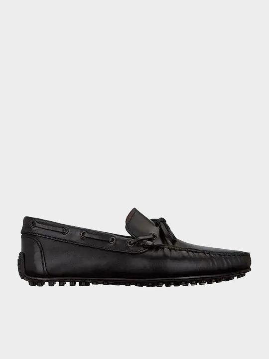Καλογήρου Δερμάτινα Ανδρικά Loafers σε Μαύρο Χρώμα
