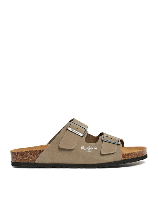 Leder Herrensandalen in Gray Farbe