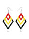 Earrings Geometric Shape Made Wood 3 Diamonds Yellow 11 X 6 Cm
