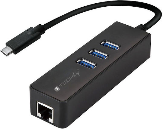 Techly Hub 10 Θυρών USB 3.0 με σύνδεση USB-C / USB-A / Ethernet