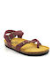 Leather Women's Flat Sandals Anatomic in Burgundy Color