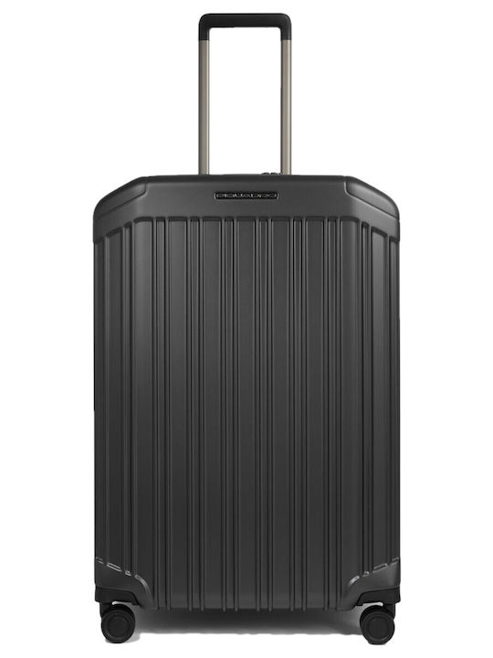 Piquadro Μεσαία Βαλίτσα Ταξιδίου Σκληρή Black με 4 Ρόδες Ύψους 69εκ.