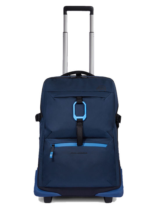 Piquadro Valiză De Călătorie De Cabină Din Material Textil Albastră Cu 4 Roți Înălțime 55 Cm