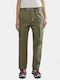 Napapijri Women's Cotton Cargo Trousers in Regular Fit Green Lichen