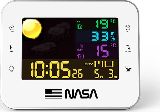 NASA SB6703 Ασύρματος Μετεωρολογικός Σταθμός Ψηφιακός Επιτραπέζιος Λευκός NASA SB6703 Ασύρματος Μετεωρολογικός Σταθμός Ψηφιακός Επιτραπέζιος Λευκός