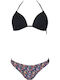 Set Bikini Brazil Floral Negru