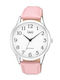 Q&Q Men's Watch Battery with Pink Leather Strap