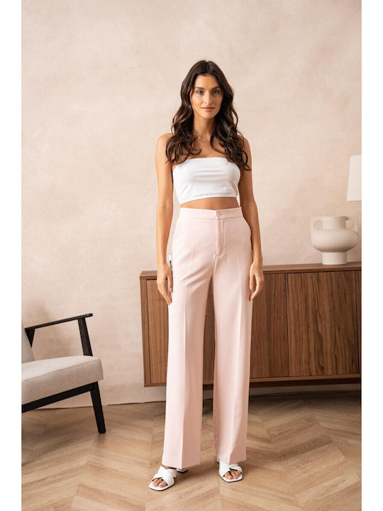 Bon Women's Fabric Trousers Pink