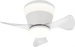 Spot Light Ceiling Fan 60cm with Light and Remote Control White