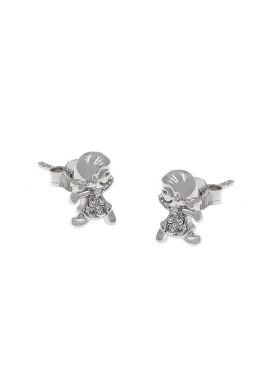 Kids Earrings Studs with Stones made of Silver