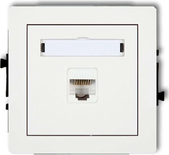 Karlik Единично Гнездо За Електрическа Мрежа RJ45 С Рамка Тип Cat5 В Бял Цвят DGK-1e