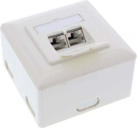 InLine Doppelter Externer Netzwerksteckdose RJ45 Cat6a in Weiß Farbe 76842W