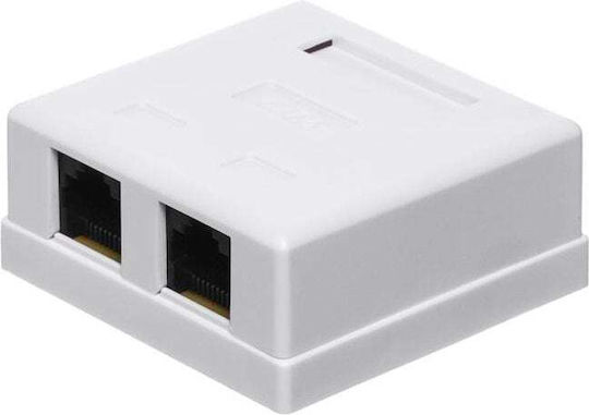 Netrack Двойна Мрежова контактна гнездо RJ45 с рамка Тип Cat6 в цвят Бял 106-21