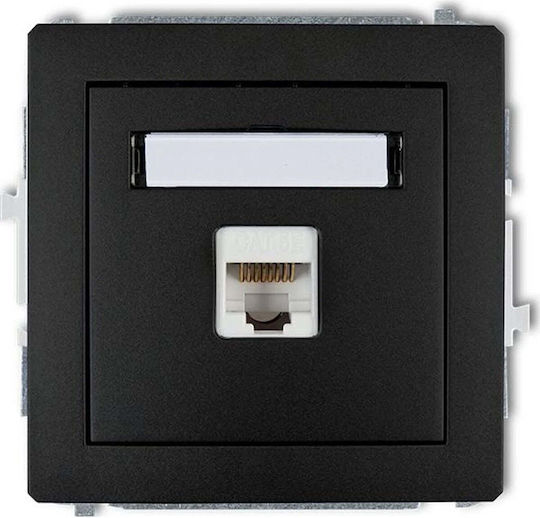 Karlik Единично Гнездо За Електрическа Мрежа RJ45 С Рамка Тип Cat5 В Черен Цвят 12DGK-1