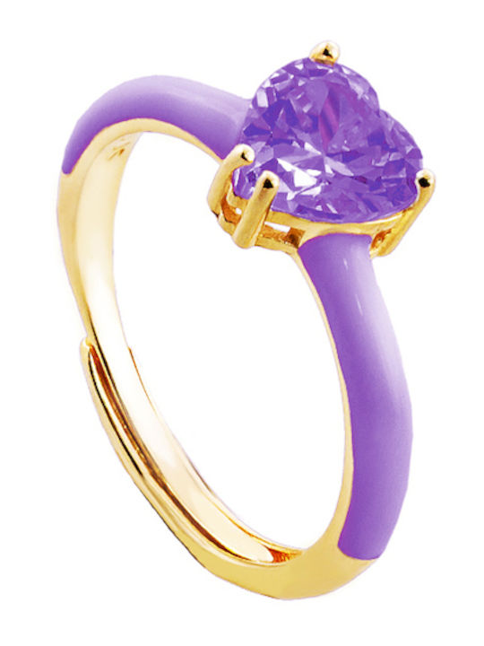 Loisir Ring with Zircon & Enamel Gold Plated