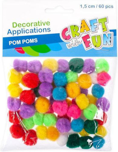 Craft with Fun Pom Pom Handwerk mit Durchmesser 125mm Set 60Stück