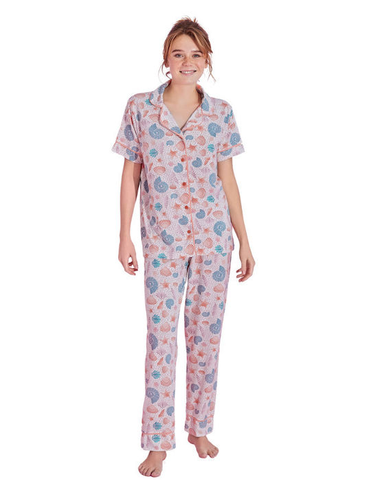 Women's Pyjamas Pijamood Seashells Viscose Ecru