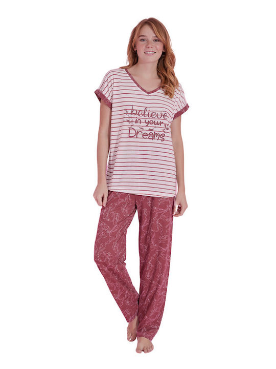 Pijamale pentru femei Pijamood Crede în visele tale II Viscose Bordeaux