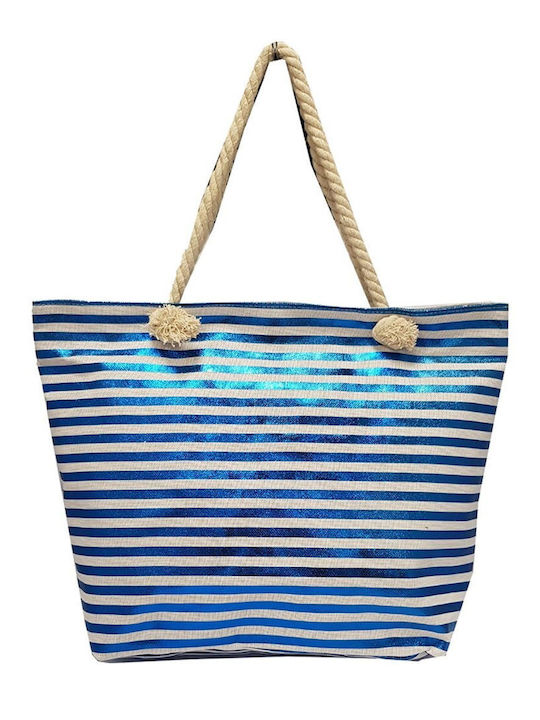 FMS Fabric Beach Bag Blue with Stripes