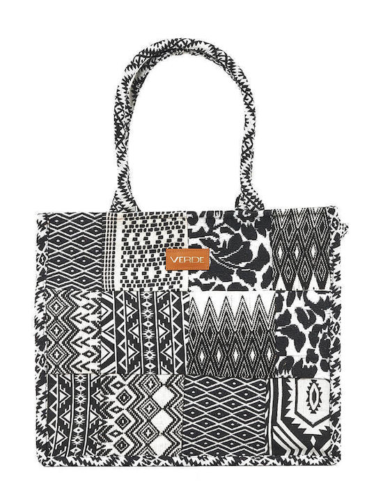 Verde Stoff Strandtasche Schwarz