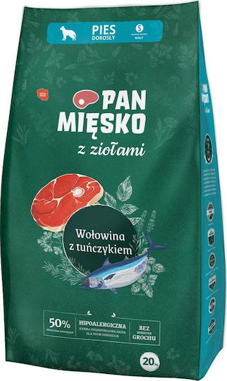 Pan Miesko 20kg Dry Food for Adult Dogs with Beef, Rice, Poultry, Tuna, Chicken, Liver and Salmon