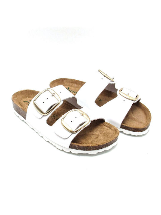 Women's Spanish Leather Sandals Auth P747 White