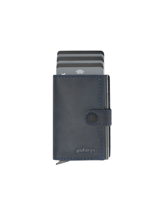 Pularys Men's Leather Wallet with RFID Blue