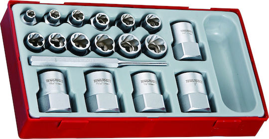 Teng Tools Καρυδάκια Εξάγωνα με Καρέ Υποδοχής 3/8", 1/2" Σετ 18τμχ