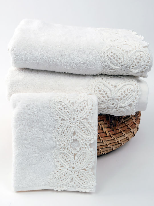 Liolios Home Bath Towels Set 3 pcs Butterfly Cr...