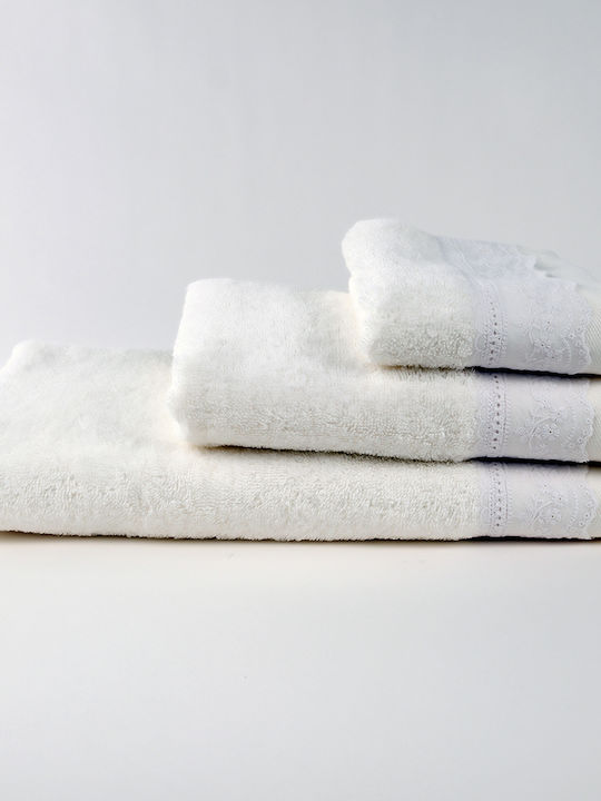 Liolios Home Bath Towel Set 3pcs Fisto White We...