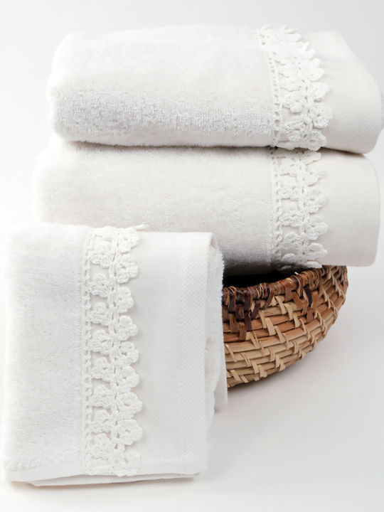Liolios Home Bath Towels Set 3 pcs Small Flower...
