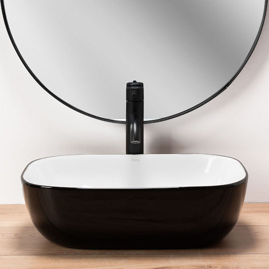 Rea Countertop Sink Ceramic 46.5x33cm White/black