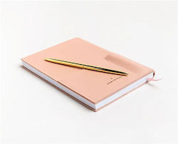 Somewhere Notebook Vigan Leahter Journal Ριγέ A5 Ροζ