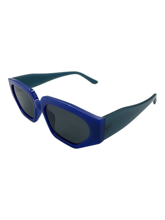 V-store Women's Sunglasses with Blue Plastic Frame and Gray Lens 5513BLUE