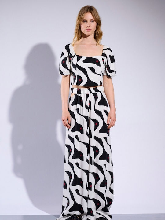 Matis Fashion Women's Summer Crop Top Linen Short Sleeve Ecru