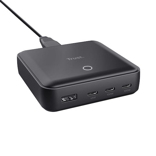 Trust Βάση Φόρτισης με Θύρα USB-A και 3 Θύρες USB-C 100W σε Μαύρο χρώμα (25242)