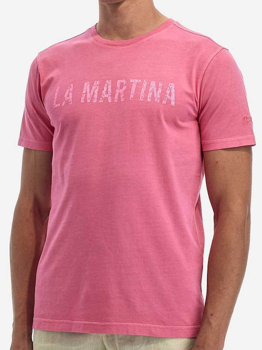 La Martina Men's Short Sleeve T-shirt Hot Pink