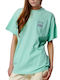 Body Action Women's Athletic Blouse Short Sleeve Turquoise