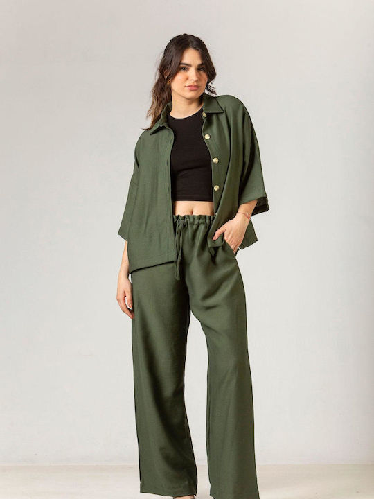 Simple Fashion Women's Cotton Trousers khaki